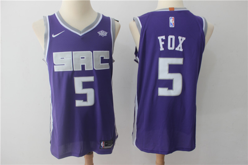 Men Sacramento Kings #5 Fox Purple Game Nike NBA Jerseys